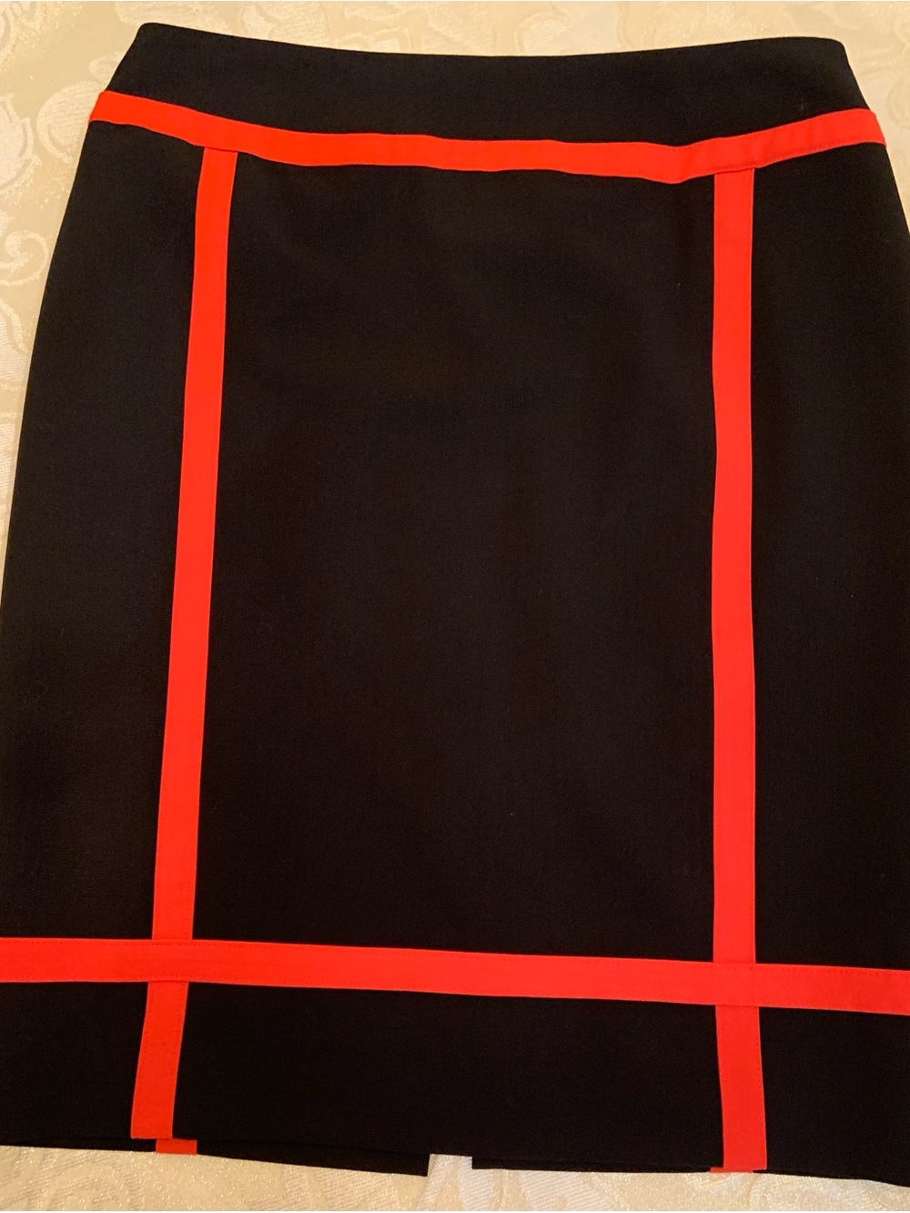 Black Pencil Skirt with Red Trim - Women's Skirt